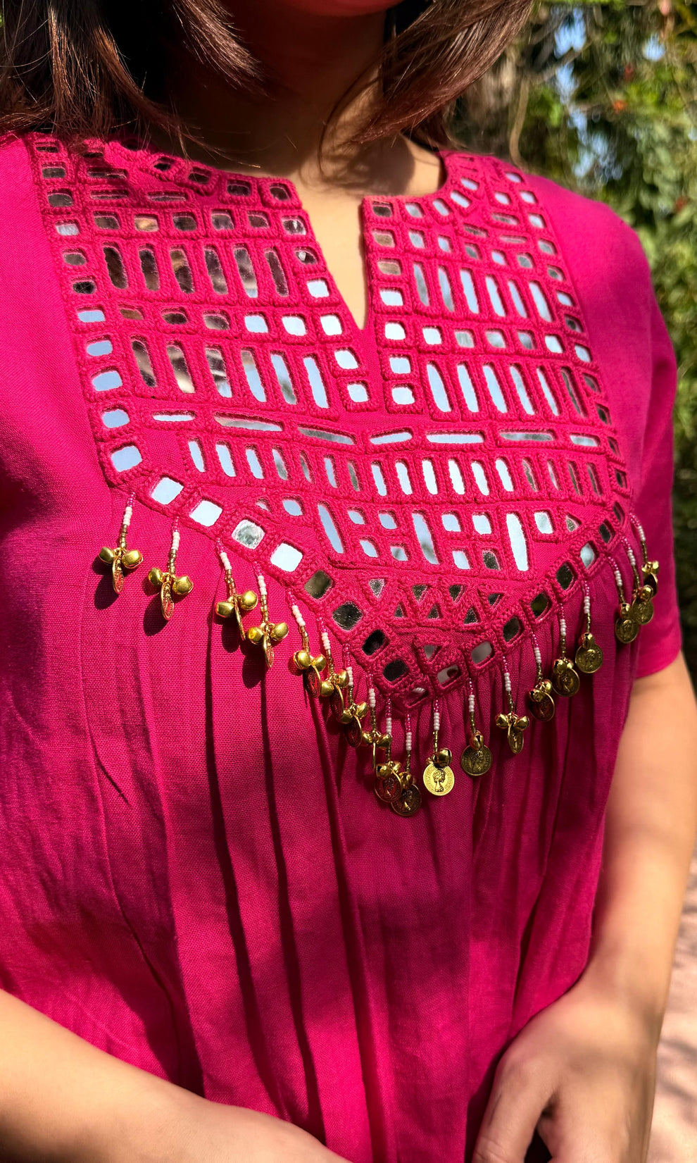 Chandni Magenta Mirror Work Kurta Pant Set – Festive & Party Wear for Women