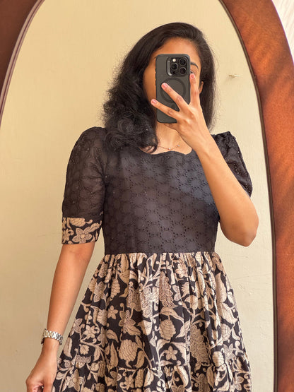 KalaVastra - cotton hakoba with pure original kalamkari pattern dress