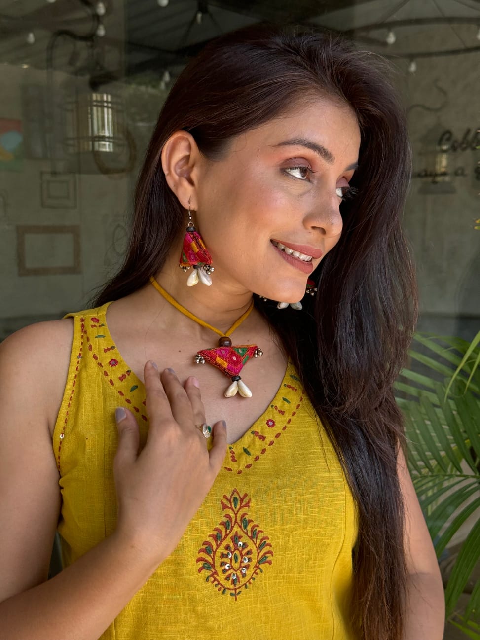 EMBROIDERY WORK A LINE KURTI PANT SET WITH BOTH SIDES POCKETS SET