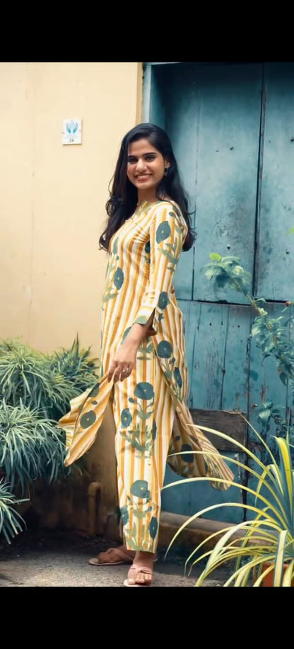 La Royale Hand Block Printed Cotton Co-ord Set