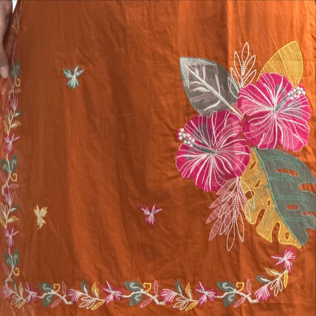 Machine and pearl embroidered kurta palazzo set