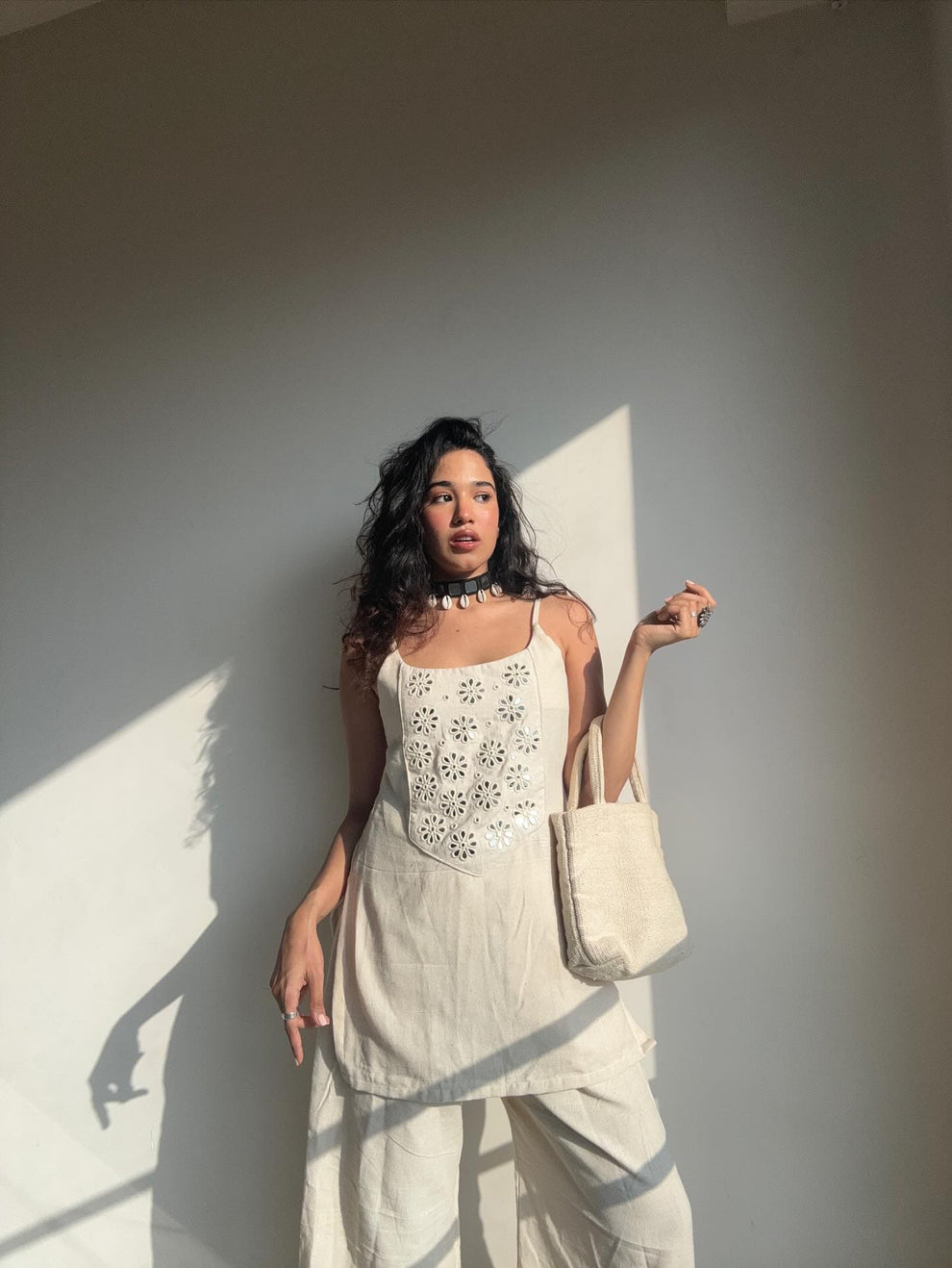 Dori Sheesh Phool Kurti Plazo