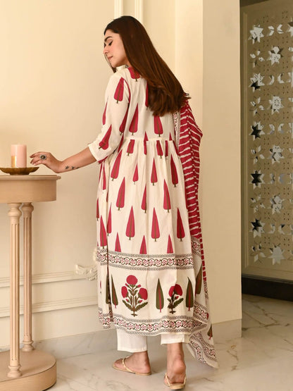 Cotton Anarkali kurta bottom with duptta