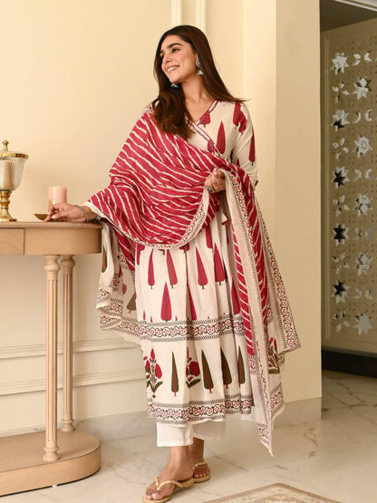Cotton Anarkali kurta bottom with duptta