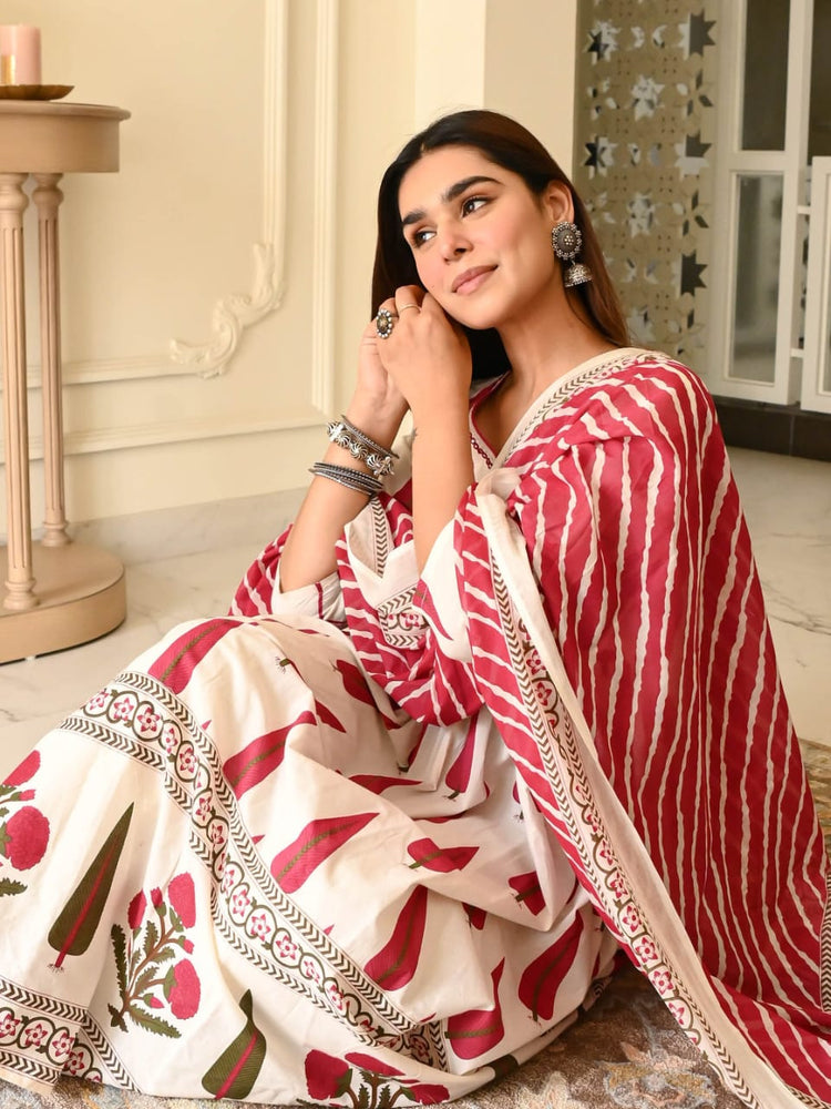 Cotton Anarkali kurta bottom with duptta