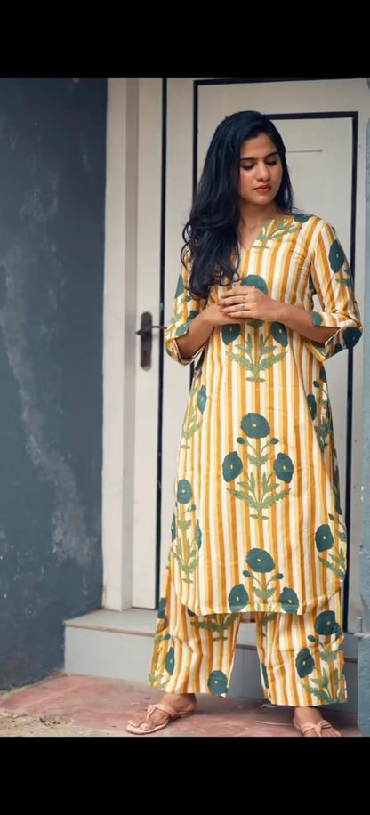 La Royale Hand Block Printed Cotton Co-ord Set