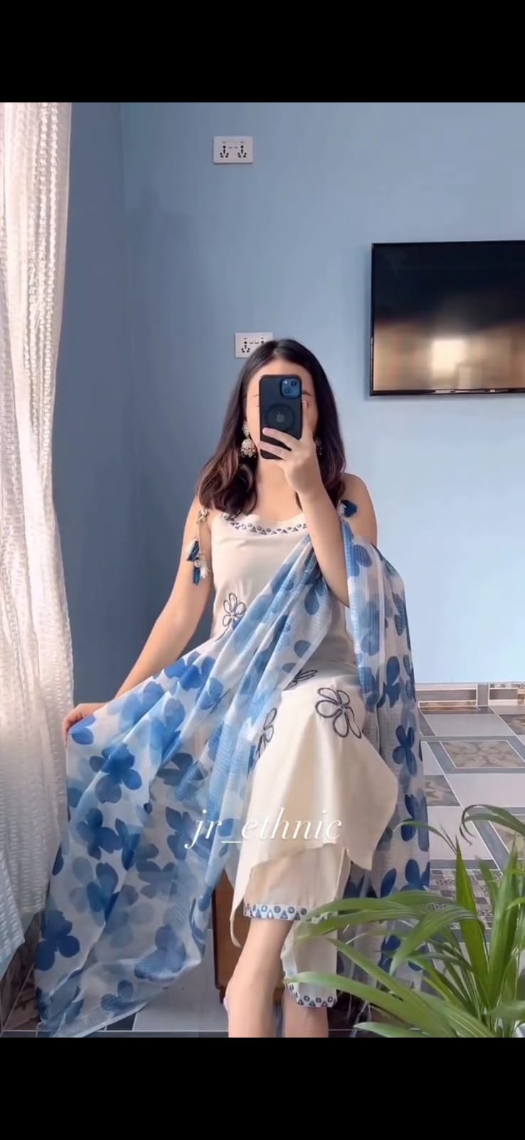 Hand Work Soft Cotton Kurta Pant Dupatta Set